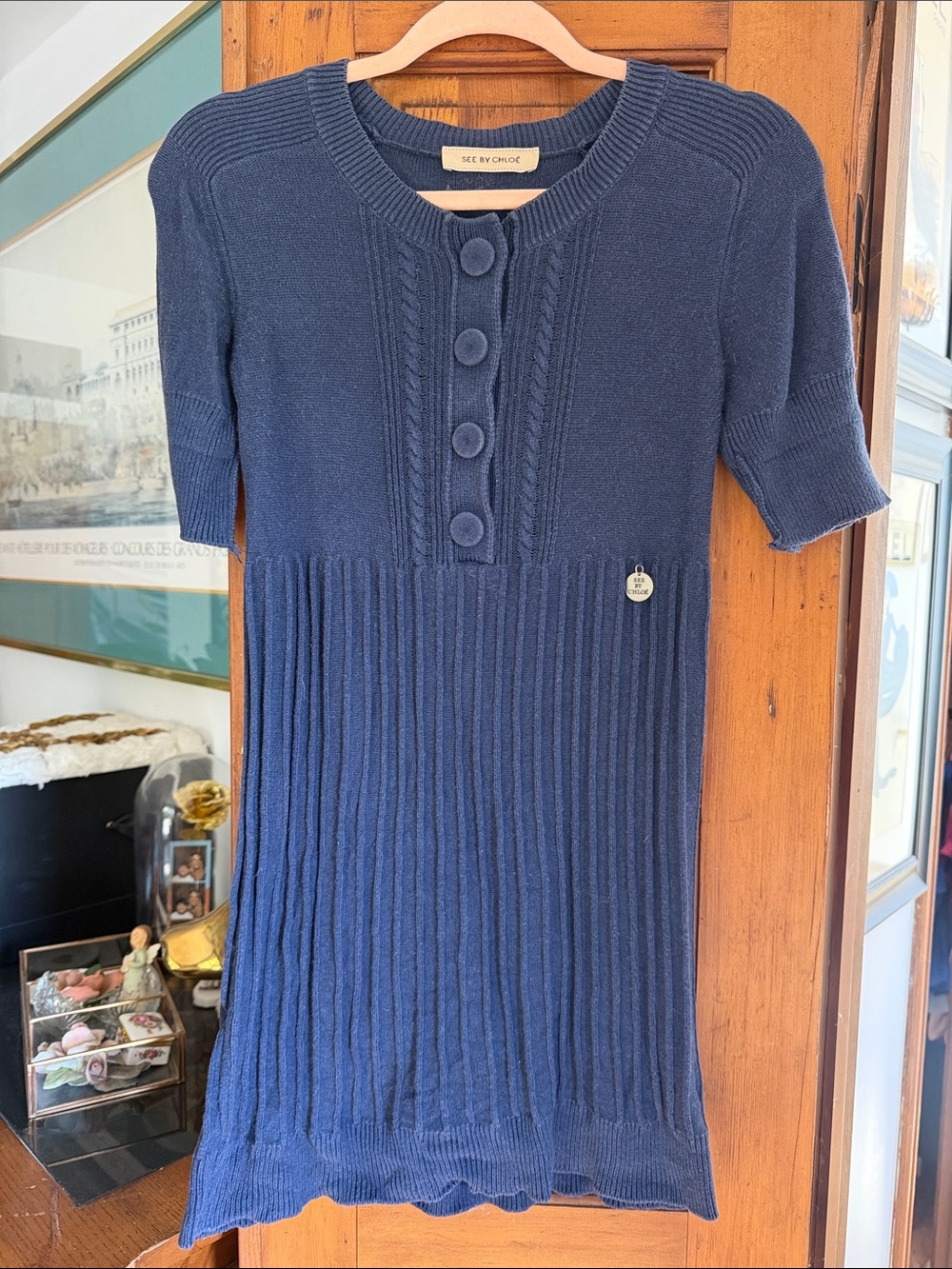 See By Chloe Navy Blue Knit Mini Dress
